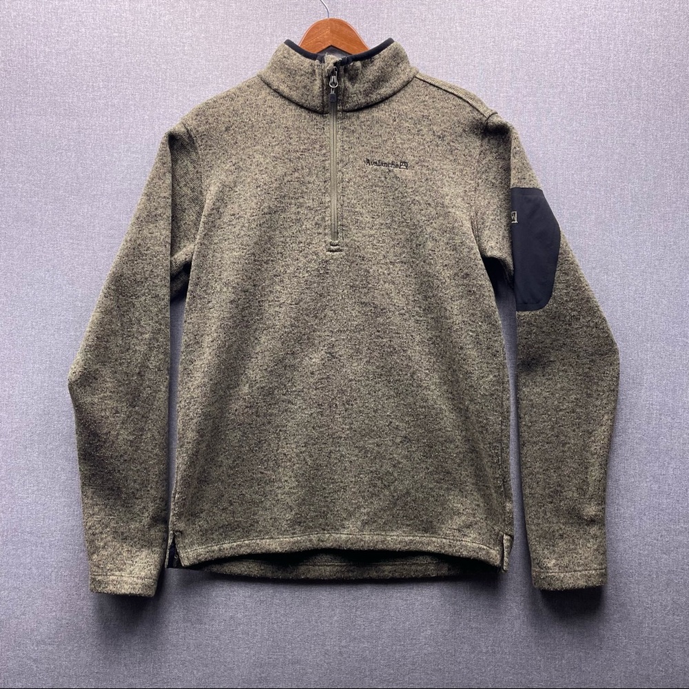 Avalanche Heather Brown Speckled Quarter Zip Collared Pullover Sweater Jacket S